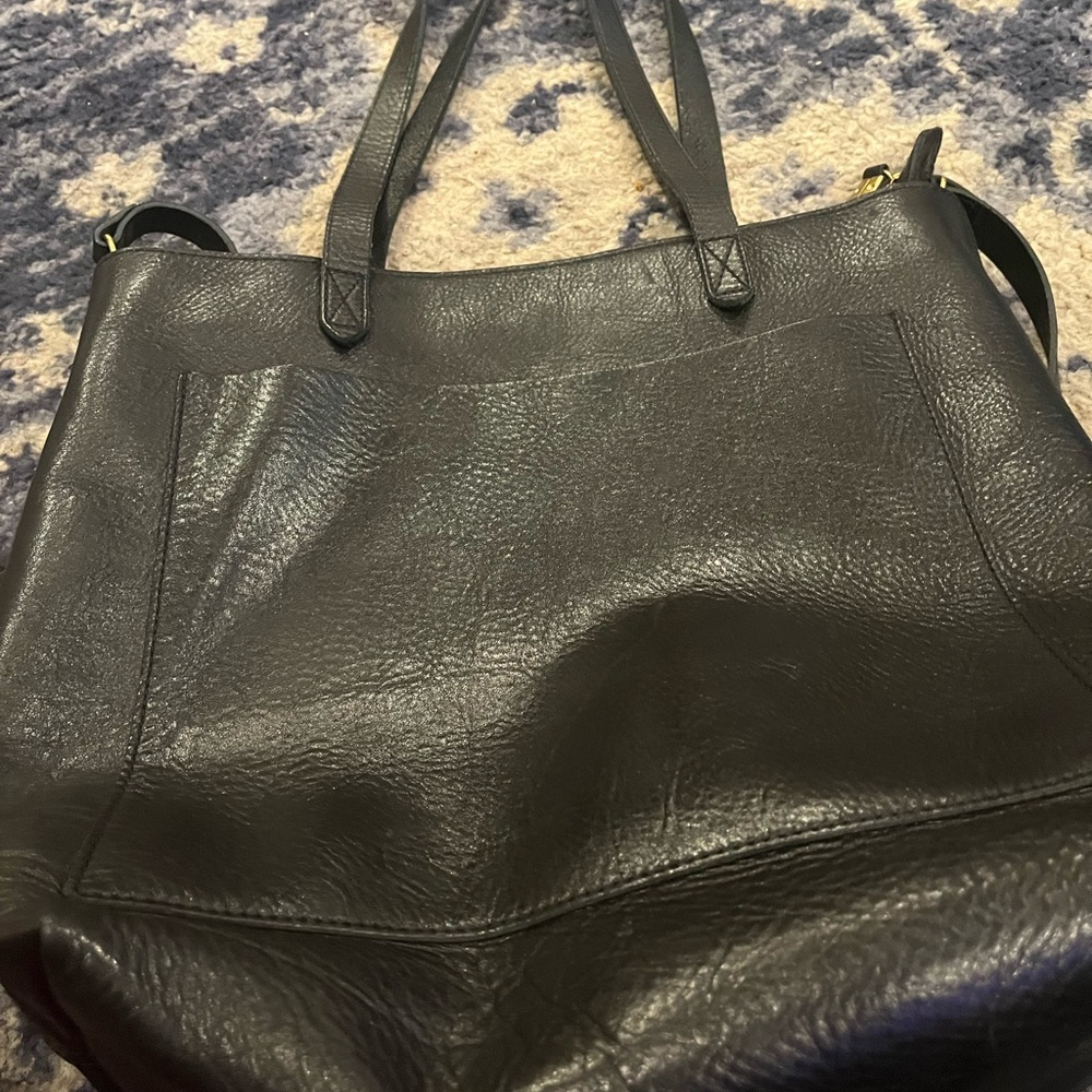 Madewell Black Leather Tote Bag